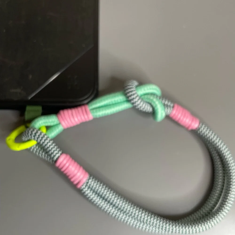 Phone Wrist Lanyard in Mint, Pink & Black Chevron